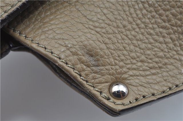 Authentic Salvatore Ferragamo Gancini Leather 2Way Hand Bag Beige Box SF J3394