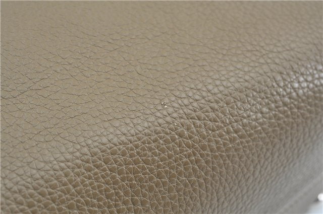 Authentic Salvatore Ferragamo Gancini Leather 2Way Hand Bag Beige Box SF J3394