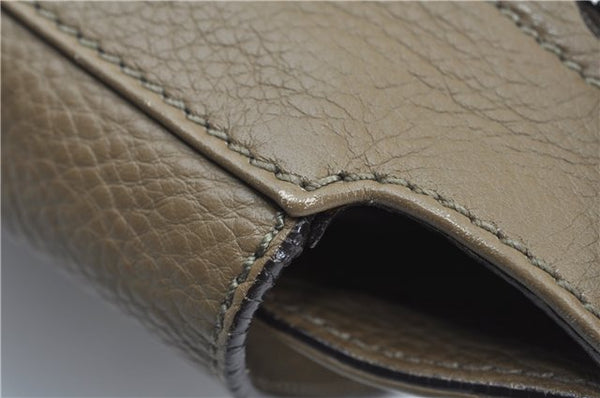 Authentic Salvatore Ferragamo Gancini Leather 2Way Hand Bag Beige Box SF J3394
