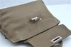 Authentic Salvatore Ferragamo Gancini Leather 2Way Hand Bag Beige Box SF J3394