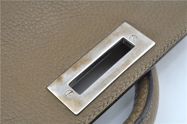 Authentic Salvatore Ferragamo Gancini Leather 2Way Hand Bag Beige Box SF J3394