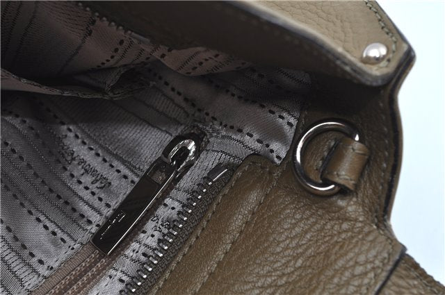 Authentic Salvatore Ferragamo Gancini Leather 2Way Hand Bag Beige Box SF J3394