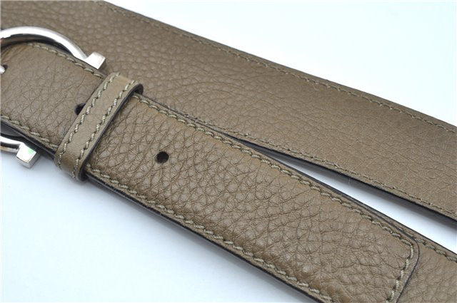 Authentic Salvatore Ferragamo Gancini Leather 2Way Hand Bag Beige Box SF J3394