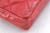 Authentic CHANEL Lamb Skin Matelasse CC Logo Chain Waist Body Bag Red J3400