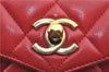 Authentic CHANEL Lamb Skin Matelasse CC Logo Chain Waist Body Bag Red J3400