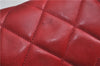 Authentic CHANEL Lamb Skin Matelasse CC Logo Chain Waist Body Bag Red J3400