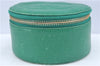 Authentic CHANEL Caviar Skin CC Logo Jewelry Case Purse Green J3445