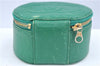 Authentic CHANEL Caviar Skin CC Logo Jewelry Case Purse Green J3445