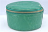 Authentic CHANEL Caviar Skin CC Logo Jewelry Case Purse Green J3445