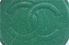 Authentic CHANEL Caviar Skin CC Logo Jewelry Case Purse Green J3445