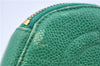 Authentic CHANEL Caviar Skin CC Logo Jewelry Case Purse Green J3445