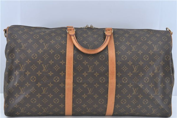 Authentic Louis Vuitton Monogram Keepall Bandouliere 60 M41412 Boston Bag J3486