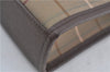 Authentic Burberrys Check Clutch Hand Bag Purse Canvas Leather Khaki Green J3547