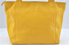 Authentic CHANEL Caviar Skin CC Logo Shoulder Tote Bag Yellow J3554