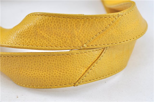 Authentic CHANEL Caviar Skin CC Logo Shoulder Tote Bag Yellow J3554