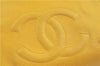 Authentic CHANEL Caviar Skin CC Logo Shoulder Tote Bag Yellow J3554