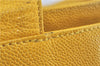 Authentic CHANEL Caviar Skin CC Logo Shoulder Tote Bag Yellow J3554