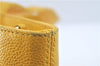 Authentic CHANEL Caviar Skin CC Logo Shoulder Tote Bag Yellow J3554