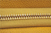 Authentic CHANEL Caviar Skin CC Logo Shoulder Tote Bag Yellow J3554