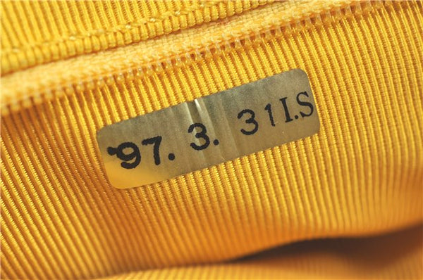 Authentic CHANEL Caviar Skin CC Logo Shoulder Tote Bag Yellow J3554
