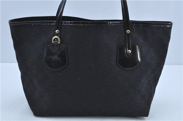 Authentic GUCCI Shoulder Tote Bag GG Canvas Leather 211976 Black J3565