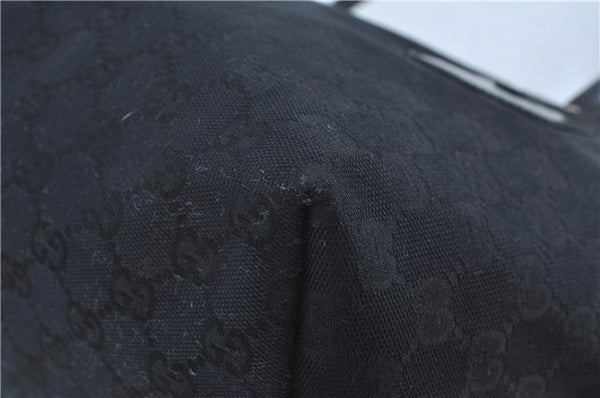 Authentic GUCCI Shoulder Tote Bag GG Canvas Leather 211976 Black J3565