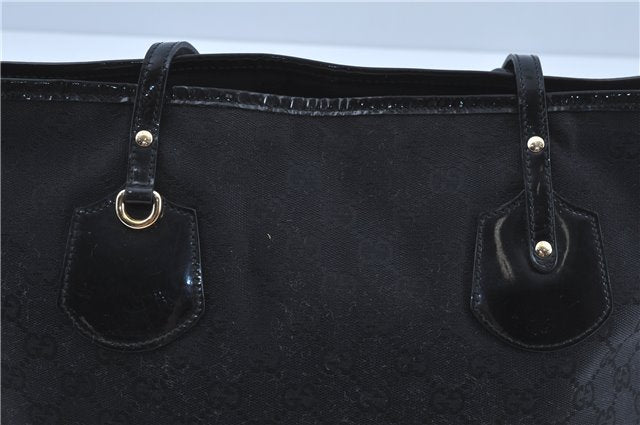 Authentic GUCCI Shoulder Tote Bag GG Canvas Leather 211976 Black J3565