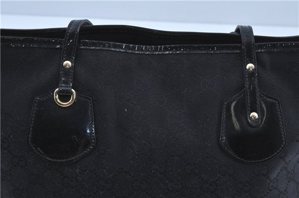 Authentic GUCCI Shoulder Tote Bag GG Canvas Leather 211976 Black J3565