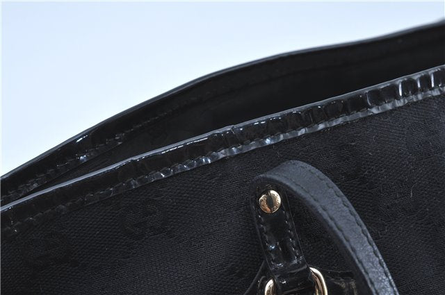 Authentic GUCCI Shoulder Tote Bag GG Canvas Leather 211976 Black J3565