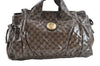 Authentic GUCCI Hysteria GG Crystal Crest Hand Boston Bag PVC 197021 Brown J3569