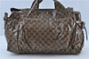 Authentic GUCCI Hysteria GG Crystal Crest Hand Boston Bag PVC 197021 Brown J3569