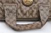 Authentic GUCCI Hysteria GG Crystal Crest Hand Boston Bag PVC 197021 Brown J3569