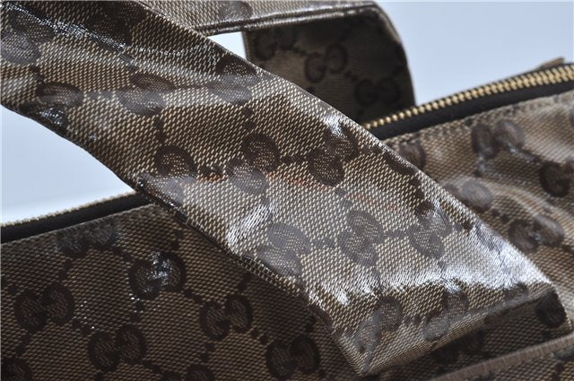 Authentic GUCCI Hysteria GG Crystal Crest Hand Boston Bag PVC 197021 Brown J3569