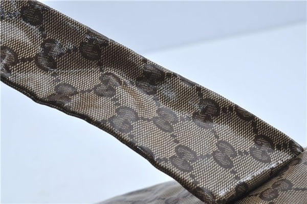 Authentic GUCCI Hysteria GG Crystal Crest Hand Boston Bag PVC 197021 Brown J3569