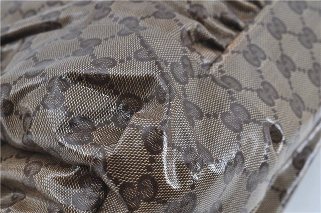 Authentic GUCCI Hysteria GG Crystal Crest Hand Boston Bag PVC 197021 Brown J3569