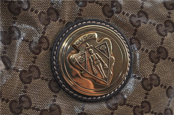 Authentic GUCCI Hysteria GG Crystal Crest Hand Boston Bag PVC 197021 Brown J3569