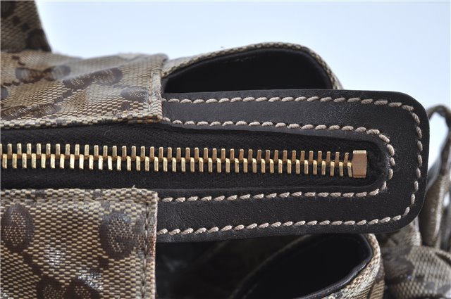 Authentic GUCCI Hysteria GG Crystal Crest Hand Boston Bag PVC 197021 Brown J3569