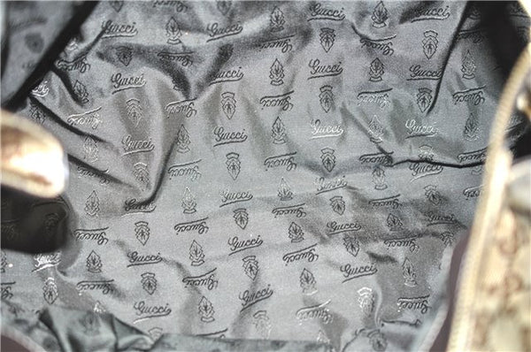 Authentic GUCCI Hysteria GG Crystal Crest Hand Boston Bag PVC 197021 Brown J3569