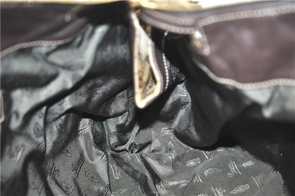 Authentic GUCCI Hysteria GG Crystal Crest Hand Boston Bag PVC 197021 Brown J3569