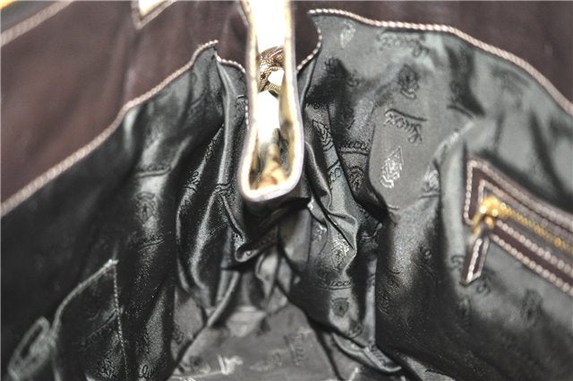 Authentic GUCCI Hysteria GG Crystal Crest Hand Boston Bag PVC 197021 Brown J3569