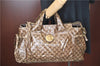 Authentic GUCCI Hysteria GG Crystal Crest Hand Boston Bag PVC 197021 Brown J3569