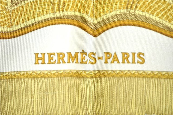 Authentic HERMES Carre 90 Scarf "Poste et Cavalerie" Silk Ivory J3582