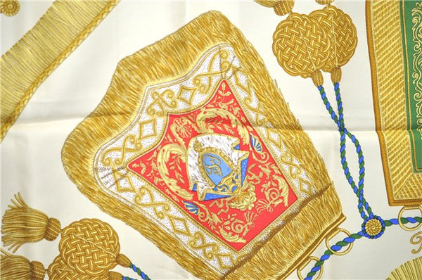 Authentic HERMES Carre 90 Scarf "Poste et Cavalerie" Silk Ivory J3582