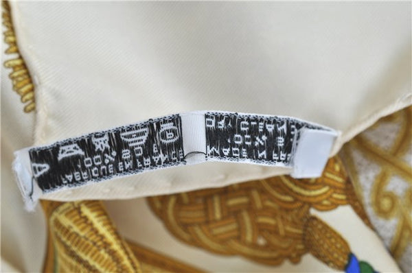 Authentic HERMES Carre 90 Scarf "Poste et Cavalerie" Silk Ivory J3582