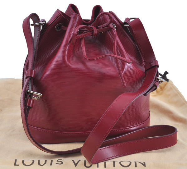 Authentic Louis Vuitton Epi Noe BB Shoulder Cross Bag Wine Red M40844 LV J3590