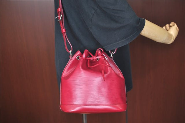 Authentic Louis Vuitton Epi Noe BB Shoulder Cross Bag Wine Red M40844 LV J3590