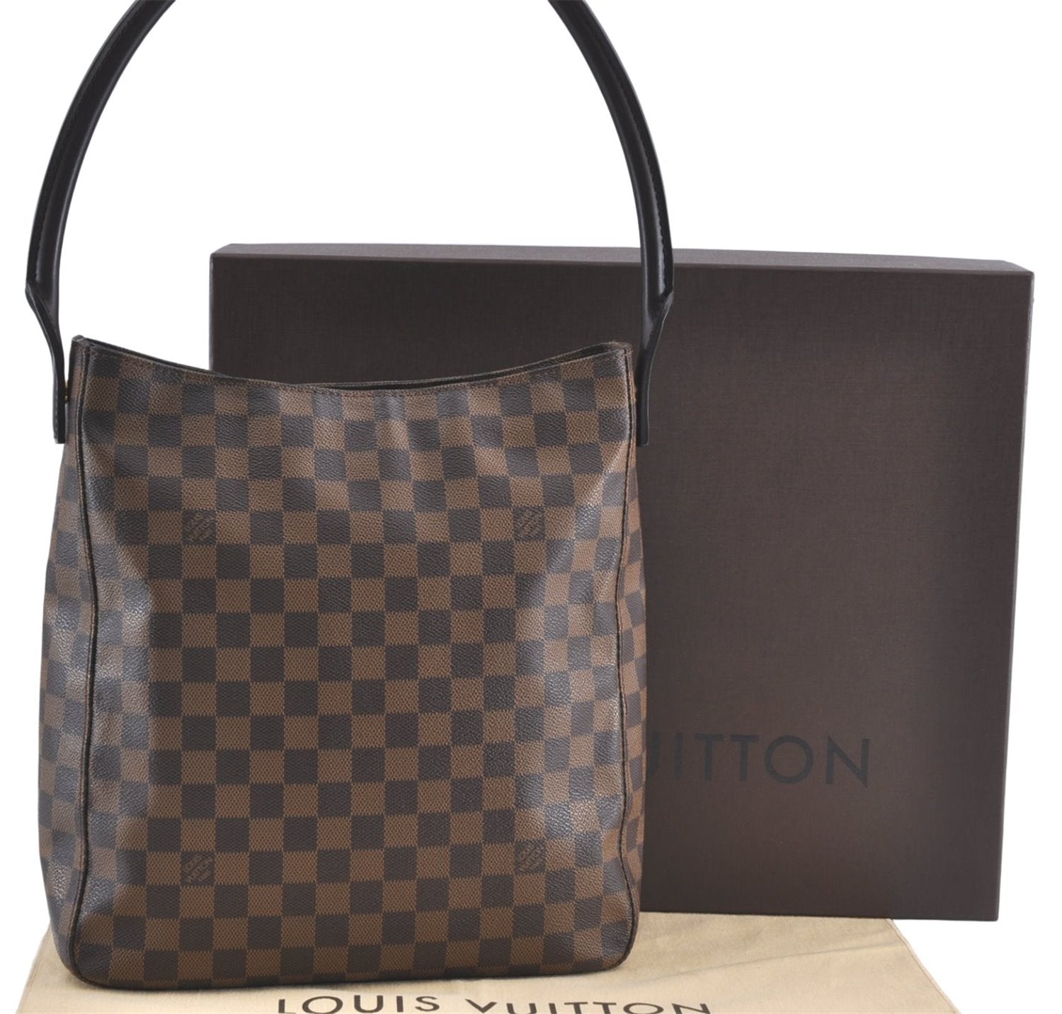 Authentic Louis Vuitton Damier Looping GM Shoulder Tote Bag N51144 LV Box J3591