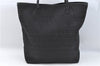 Authentic FENDI Zucchino Tote Bag Purse Canvas Leather Black J3609