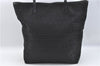 Authentic FENDI Zucchino Tote Bag Purse Canvas Leather Black J3609