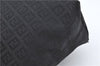 Authentic FENDI Zucchino Tote Bag Purse Canvas Leather Black J3609